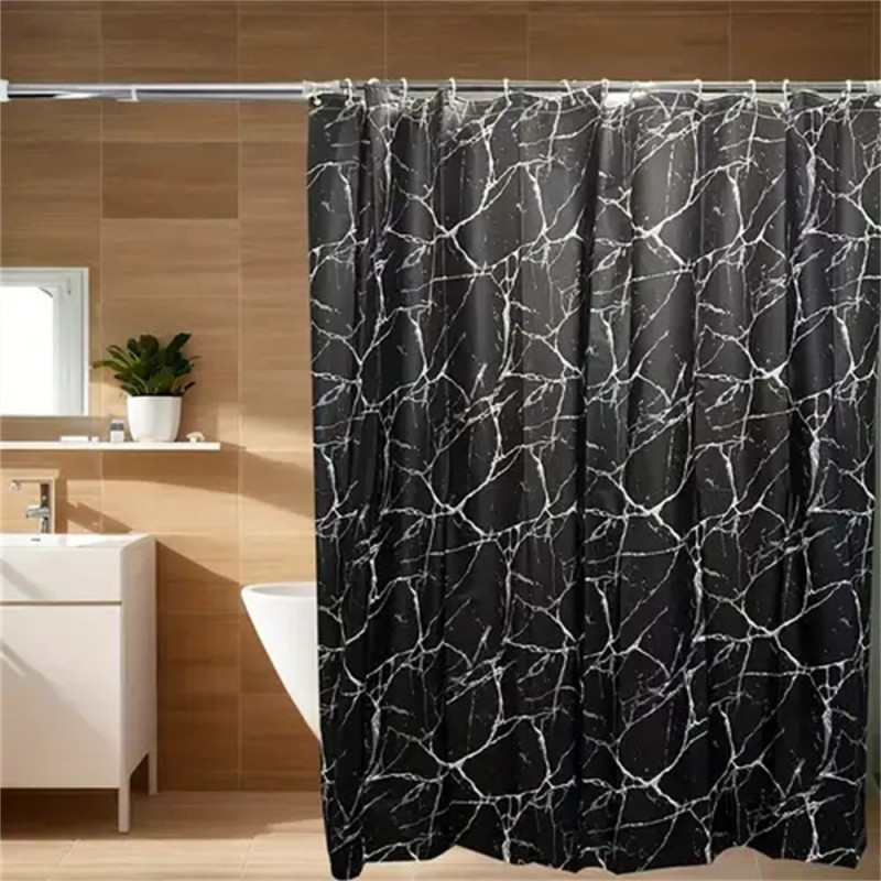 180 x 180 cm black marble pattern bathroom divider mildew resistant shower curtain