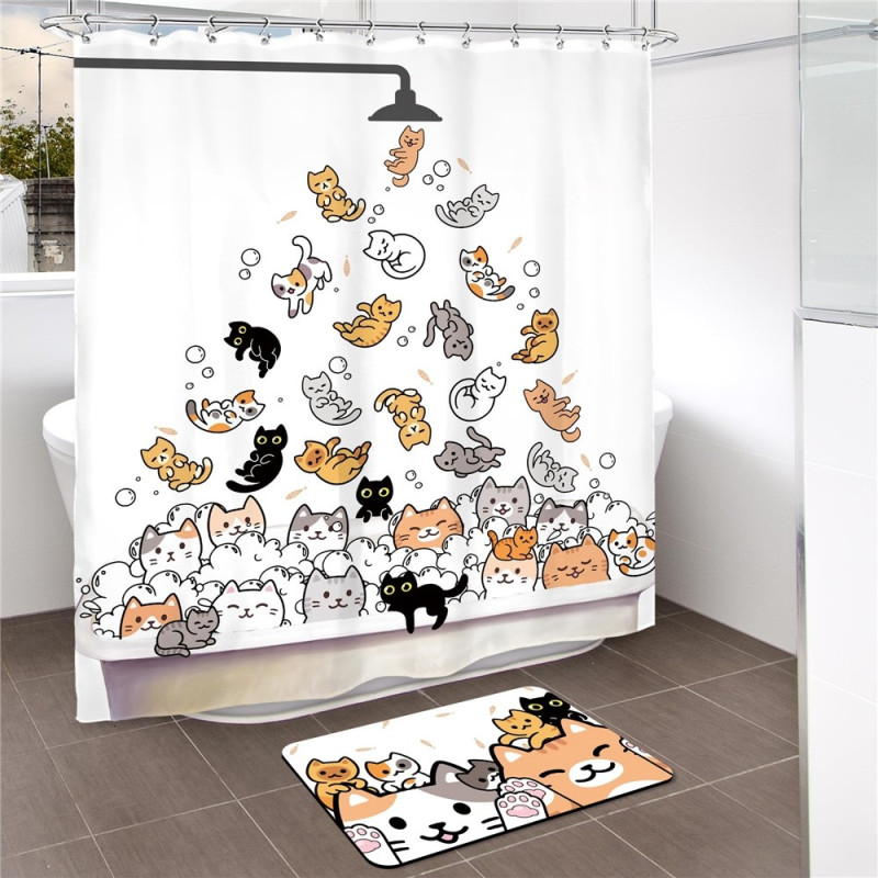 Shower curtain with cartoon animal motif 180 x 180 cm incl. 12 hooks - Dogs