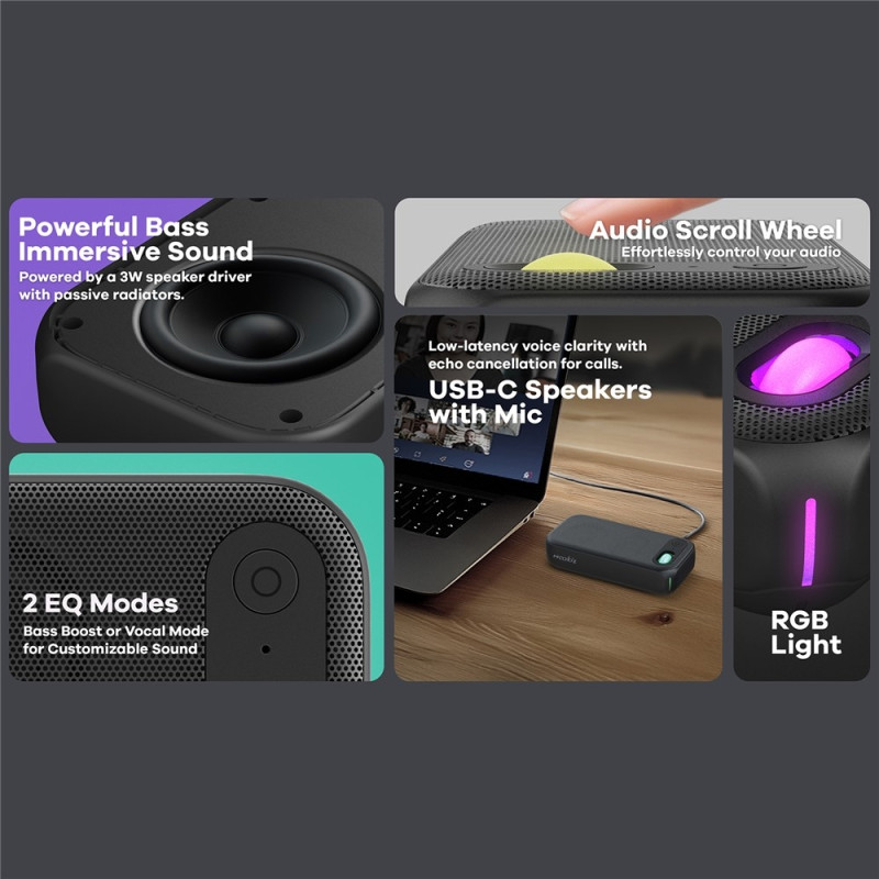 Conference Speaker RGB Light USB-C Wired Computer Speaker with Microphone