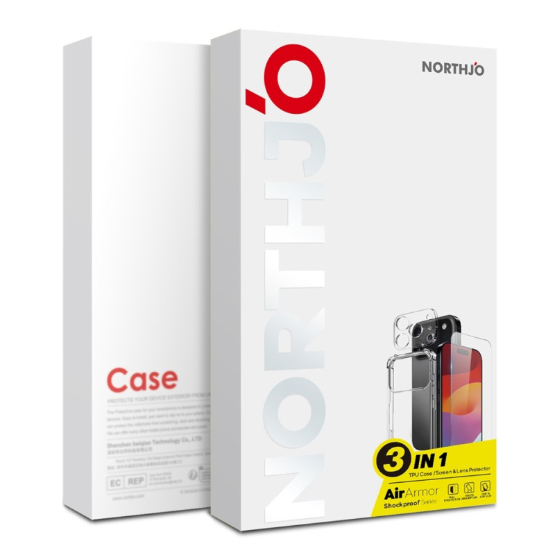 NORTHJO til iPhone 17 Pro Max TPU-cover + Hærdet Glasfilm + Kameralinsebeskytter