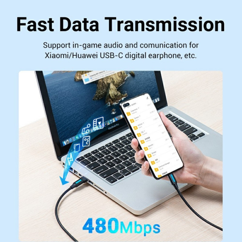 USB 2.0 A Male to USB C Female Adapter 480Mbps Data Transfer OTG Converter
