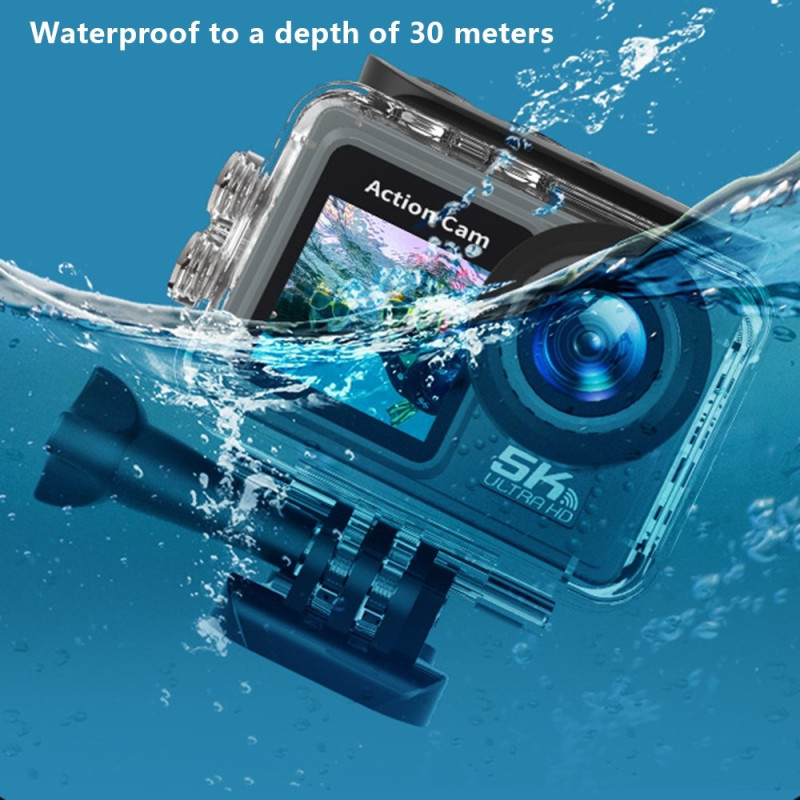 Action Camera 24MP 5K Ultra HD 30m Waterproof Outdoor Sports Camera with Remote Control