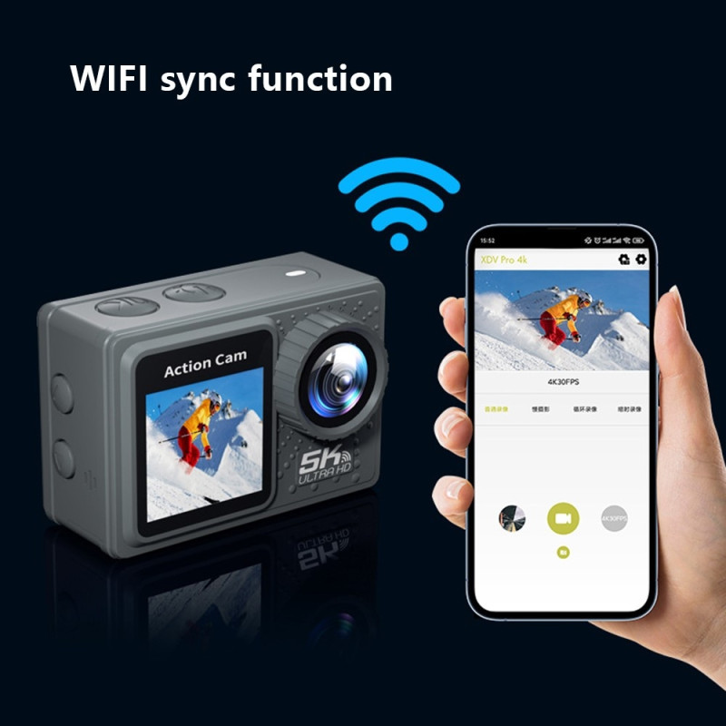 Action Camera 24MP 5K Ultra HD 30m Waterproof Outdoor Sports Camera with Remote Control