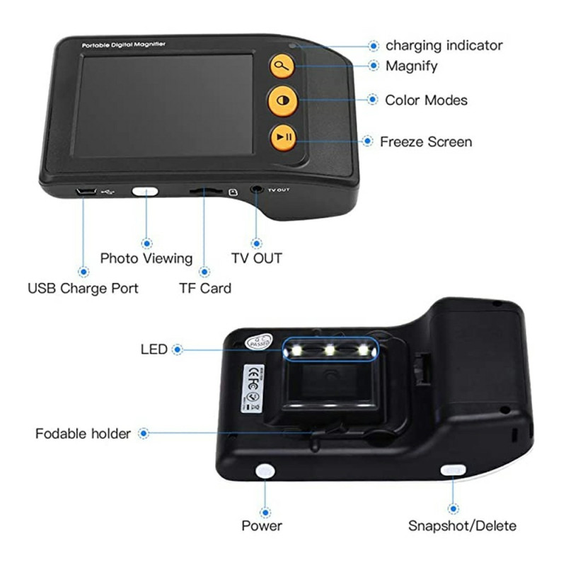 3,5 tuuman elektroninen visuaalinen apuväline 2-25x suurennuslasi heikkonäköisille