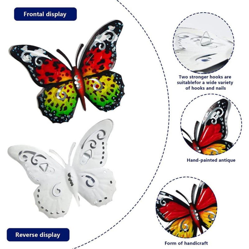 Art 3D Butterfly Wall Hanging Decor Garden Yard Home Ornament - Red - Green