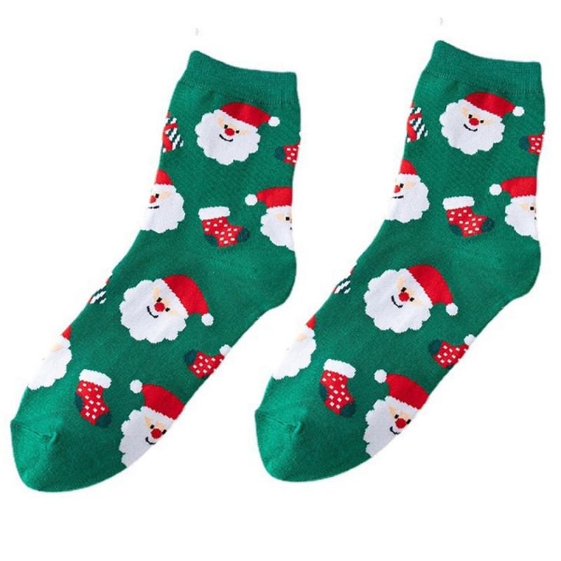 Socks Christmas Stocking Christmas Gift Cartoon Pattern Half Calf Socks - Santa