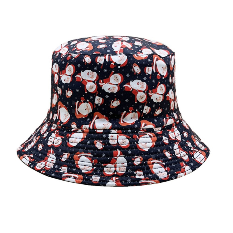 Santa Claus Foldable Bucket Hat Reversible Fisherman Cap Headwear Hat Santa