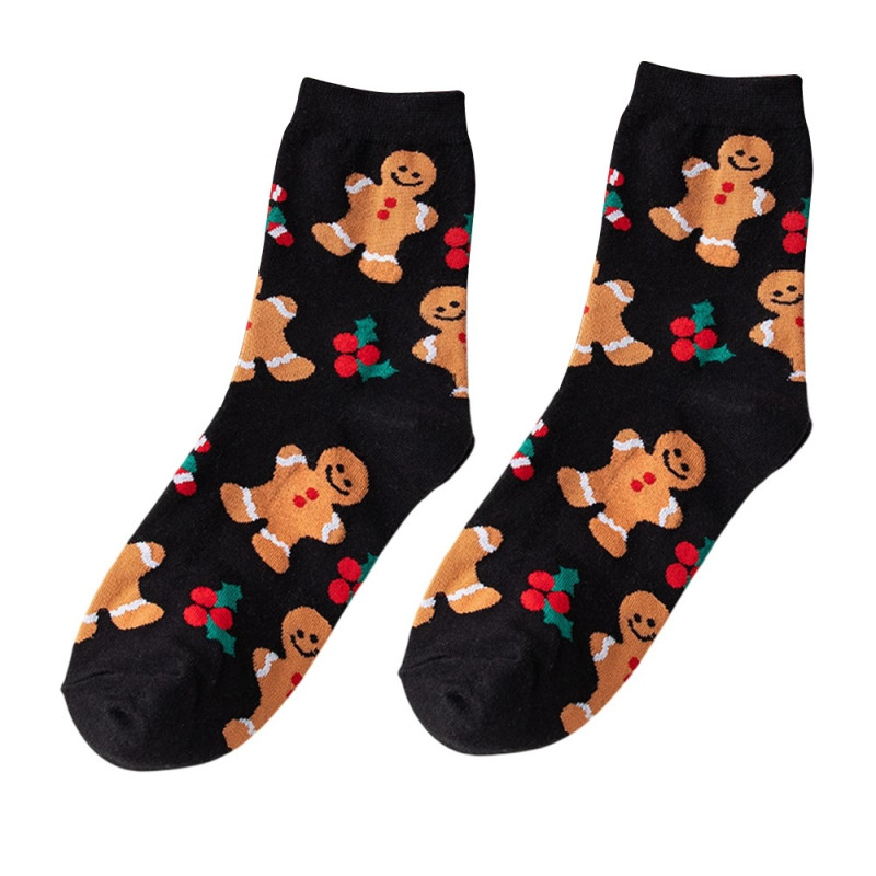 Socks Christmas Stocking Christmas Gift Cartoon Pattern Half Calf Socks - Gingerbread man