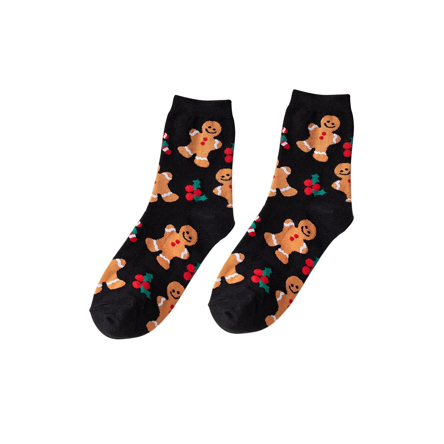 Socks Christmas Stocking Christmas Gift Cartoon Pattern Half Calf Socks - Gingerbread man