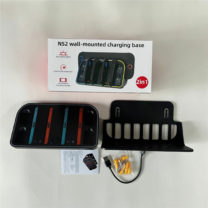 Kompatibel med Nintendo Switch 2 veggmontert Joy-con ladestasjon RGB-lys