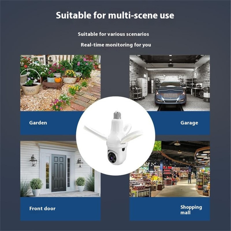 Indoor Two-Way Surveillance Camera Panning WiFi 3-Blade Bulb Security 100W