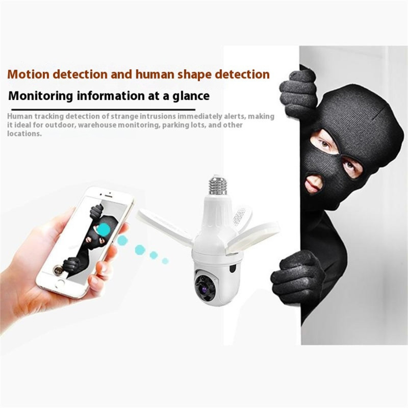 Indoor Two-Way Surveillance Camera Panning WiFi 3-Blade Bulb Security 100W
