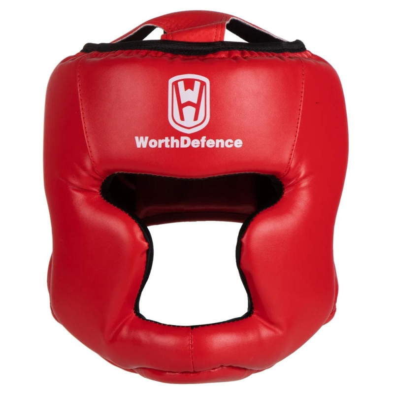 WOSWEIR Boxing Head Guard Face Shield Training Sparring Safety - Red Large