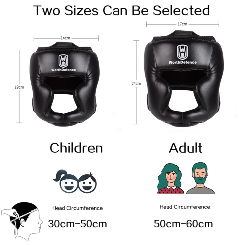 WOSWEIR Boxing Head Guard Face Shield Training Sparring Safety - Black Small