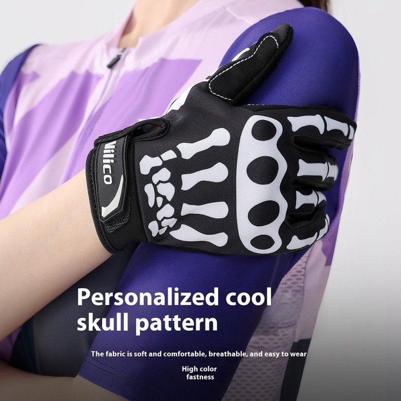 VILICO 1 Pair Cycling Gloves Full Finger Shock Absorbing Non-Slip Touch Screen Gloves - XL