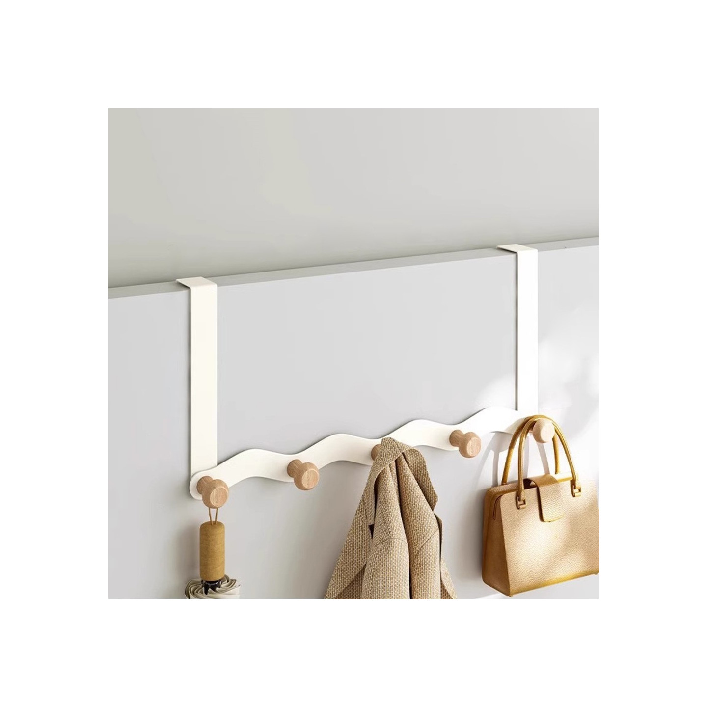 Hanger Wall Mounted 5 Hooks Holder Storage Bedroom Hallway Hanger