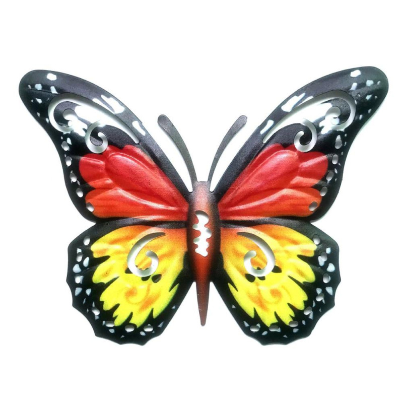 Art 3D Butterfly Wall Hanging Decor Garden Yard Home Ornament - Red - Yellow