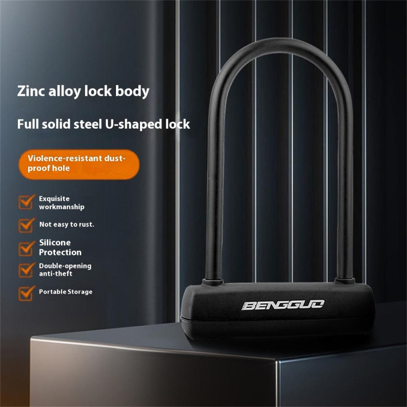 BENGGUO polkupyörä moottoripyörä sähköpyörä U-muotoinen lukko varkaudenesto raskas teräslukko