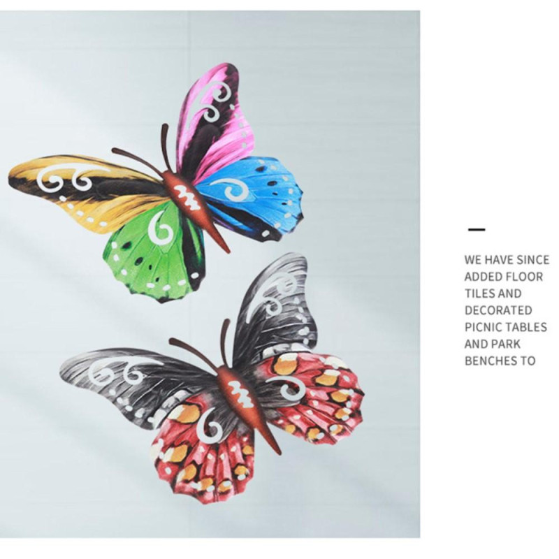 Art 3D Butterfly Wall Hanging Decor Garden Yard Home Ornament - Red