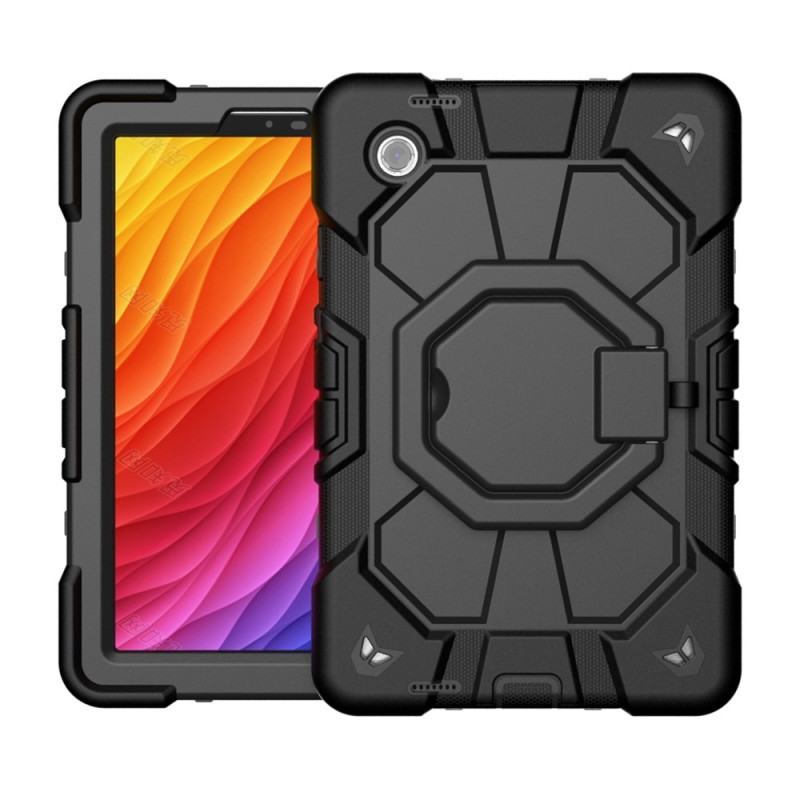 For Samsung Galaxy Tab A11 Case PC+Silicone Tablet Cover with Rotating Kickstand Black
