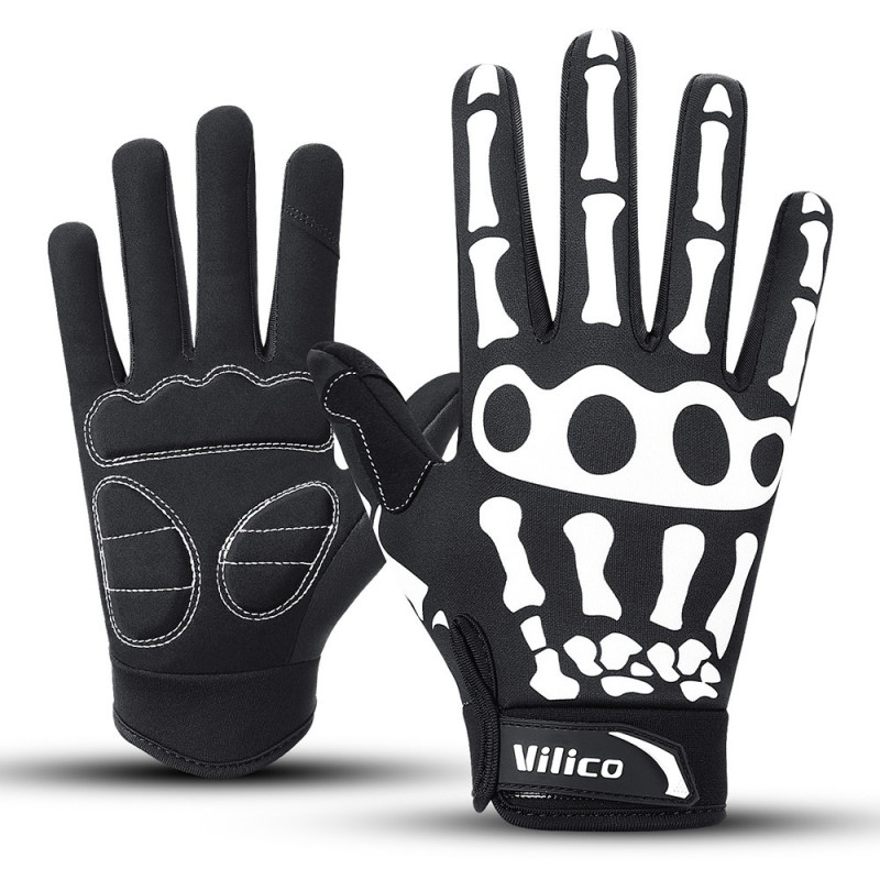 VILICO 1 Pair Cycling Gloves Full Finger Shock Absorbing Non-Slip Touch Screen Gloves - M