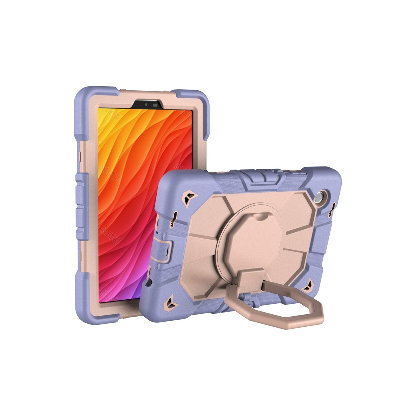 Til Samsung Galaxy Tab A11 Etui PC+Silikone Tablet Cover Purple + Pink