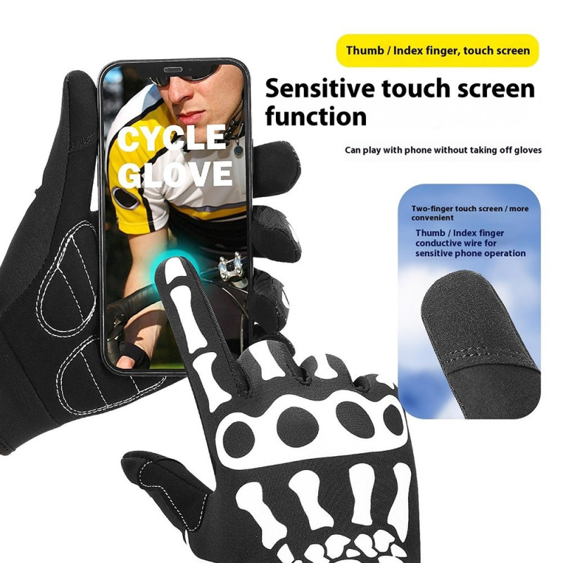 VILICO 1 Pair Cycling Gloves Full Finger Shock Absorbing Non-Slip Touch Screen Gloves - M
