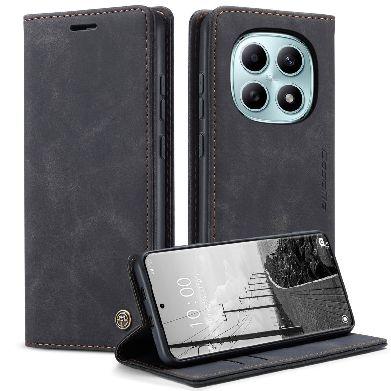 CASEME Retro Lompakkokotelo Xiaomi Redmi Note 15 / Xiaomi Poco M8 5G - Musta