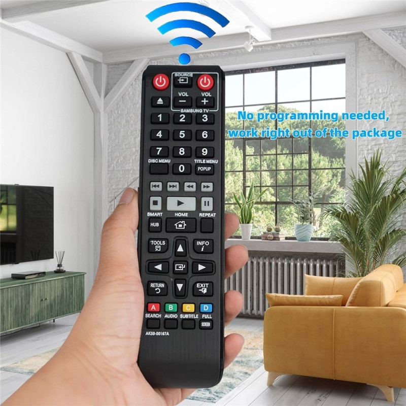 Udskiftning af fjernbetjening til AK59-00167A til Samsung Blu-ray DVD-afspiller