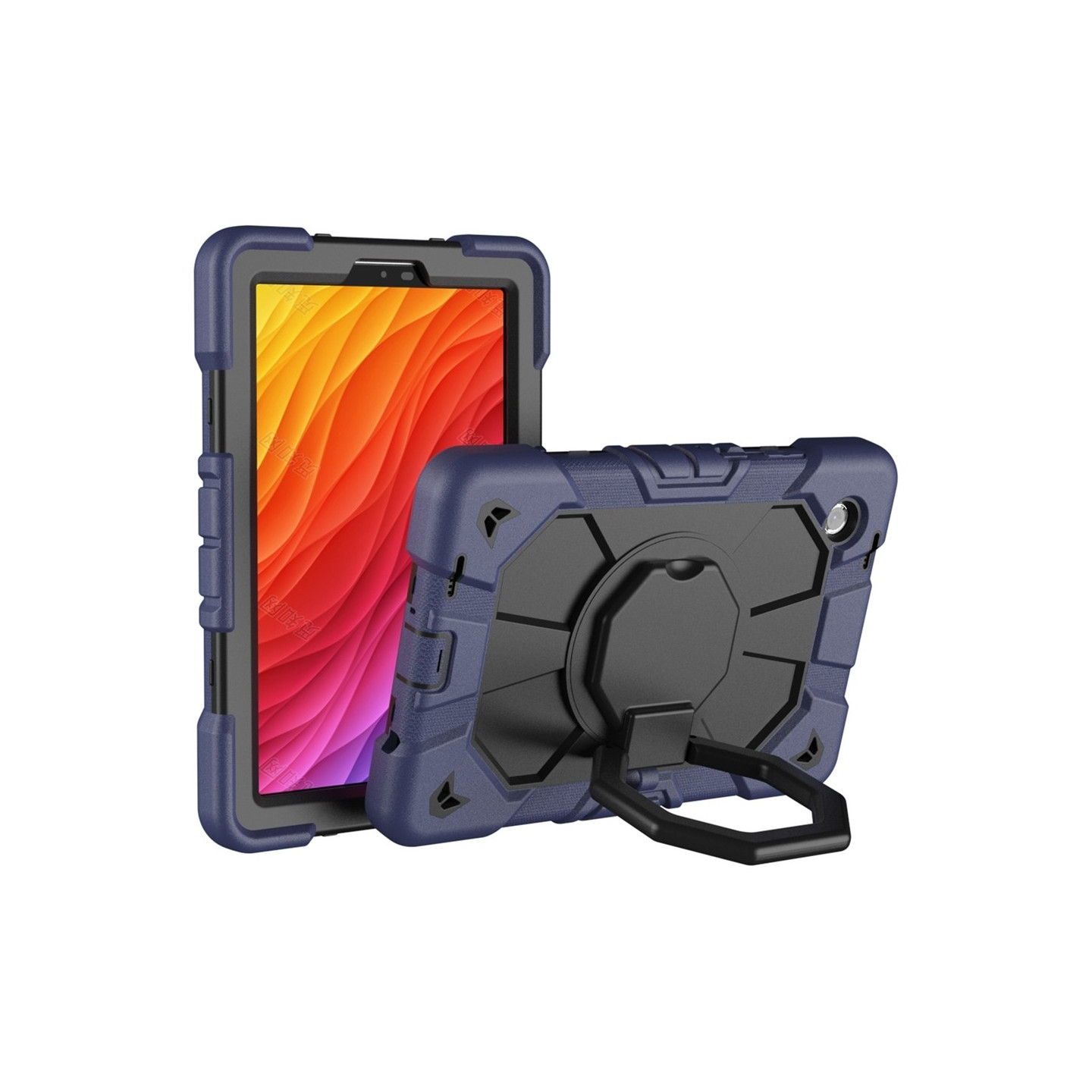 Til Samsung Galaxy Tab A11 Kraftig rustningsveske Nettbrettveske Navy Blue + Black