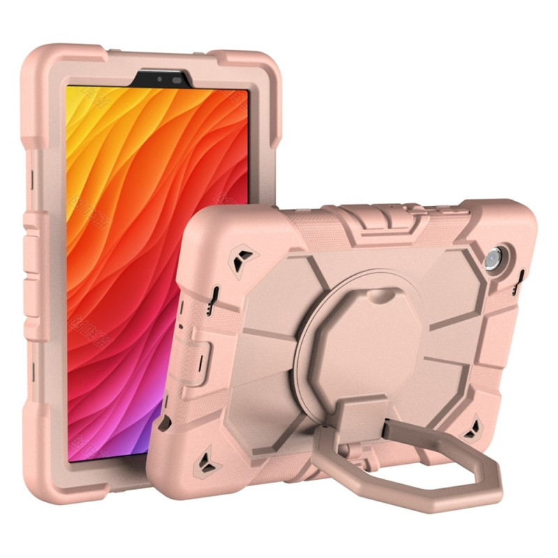 For Samsung Galaxy Tab A11 Case PC+Silicone Tablet Cover with Rotating Kickstand Pink