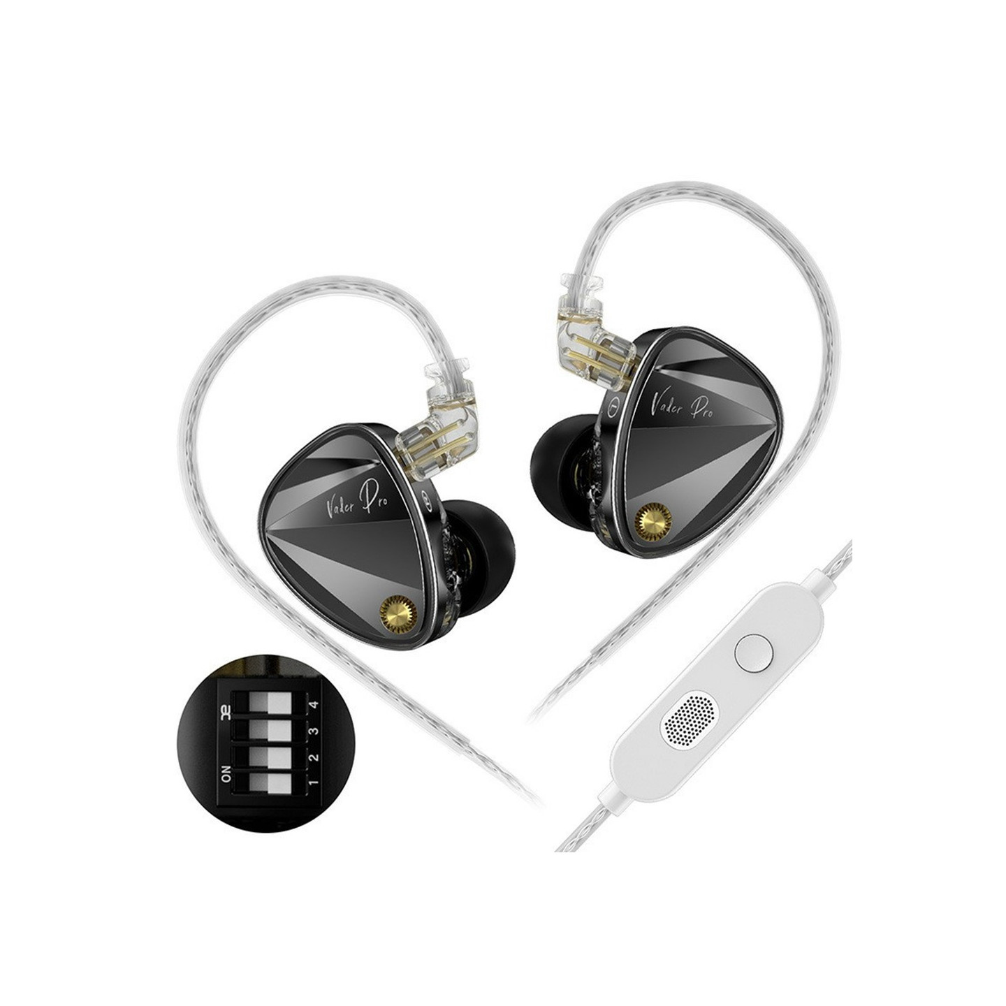 KZ Vader Pro Advanced Dynamic In-Ear-hodetelefoner Balansert lyd med mikrofon
