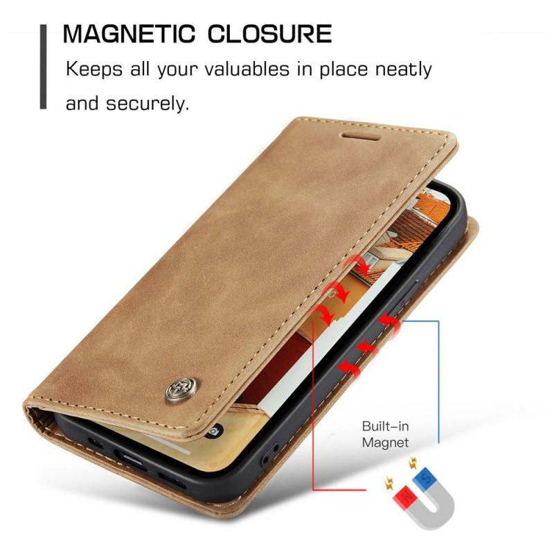 CASEME Retro Wallet Case for iPhone 15 - Brown