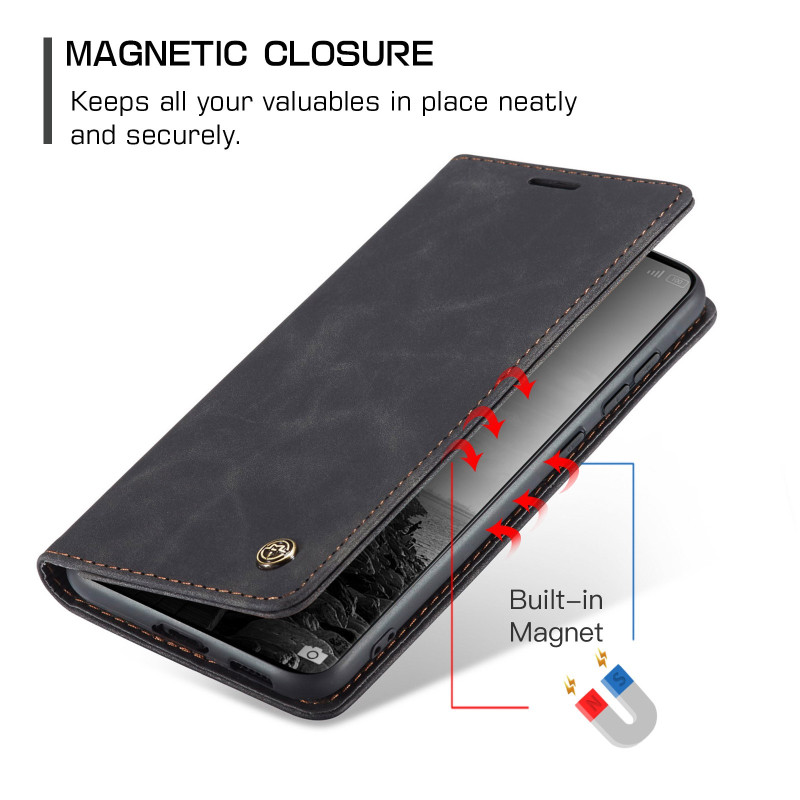 CASEME Retro Etui med Lommebok til Xiaomi Redmi Note 15 / Xiaomi Poco M8 5G - Svart