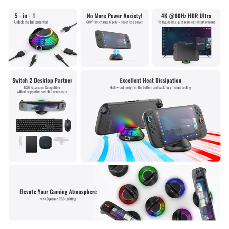 Compatible with Nintendo Switch 2 TV Dock Video Converter Gigabit Ethernet