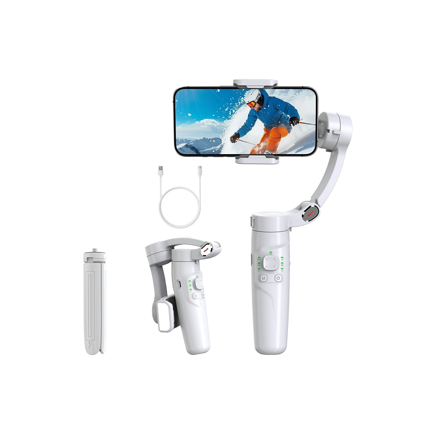 Ristefri gimbal med 3 akser Smarttelefoner Ansiktssporing Timelapse-fotograferingsapp