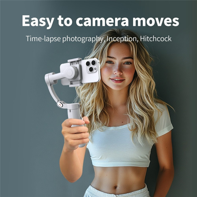 Ristefri gimbal med 3 akser Smarttelefoner Ansiktssporing Timelapse-fotograferingsapp