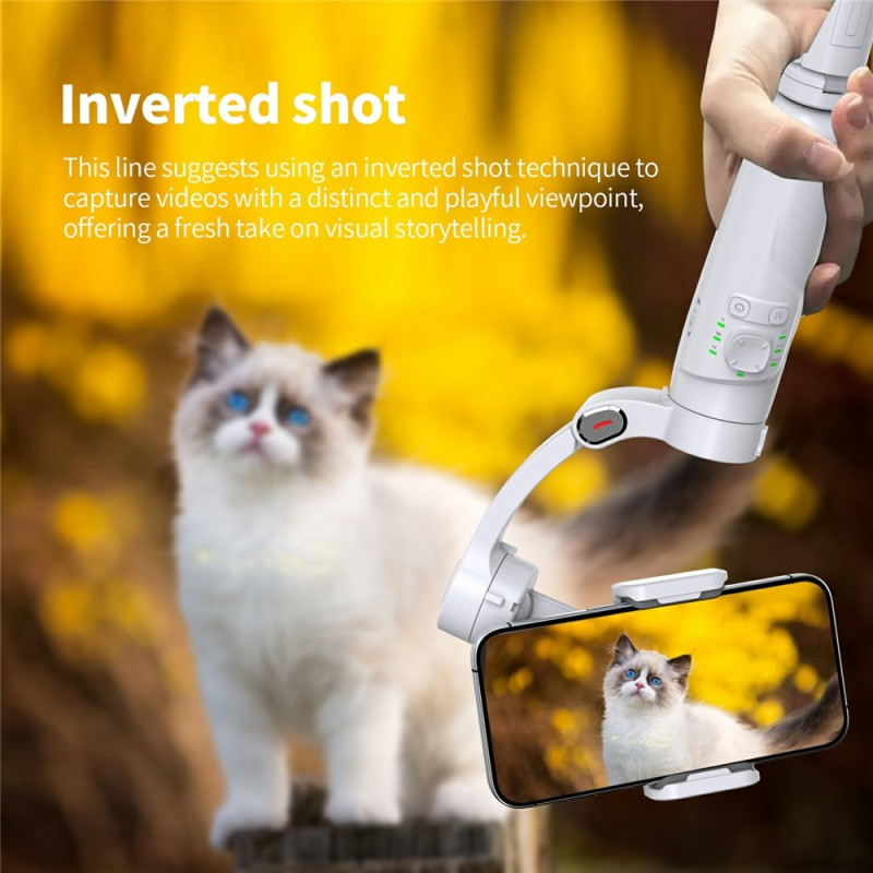 Ristefri gimbal med 3 akser Smarttelefoner Ansiktssporing Timelapse-fotograferingsapp