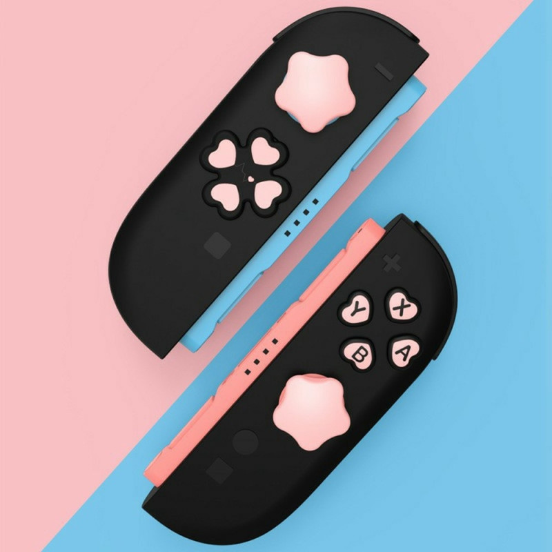 Compatible with Nintendo Switch 2 7pcs D-pad Button ABXY Sticker - Pink + White