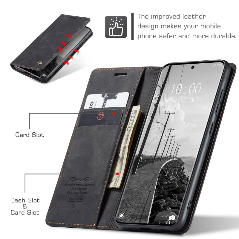 CASEME Retro Wallet Case for Xiaomi Redmi Note 15 / Xiaomi Poco M8 5G - Black