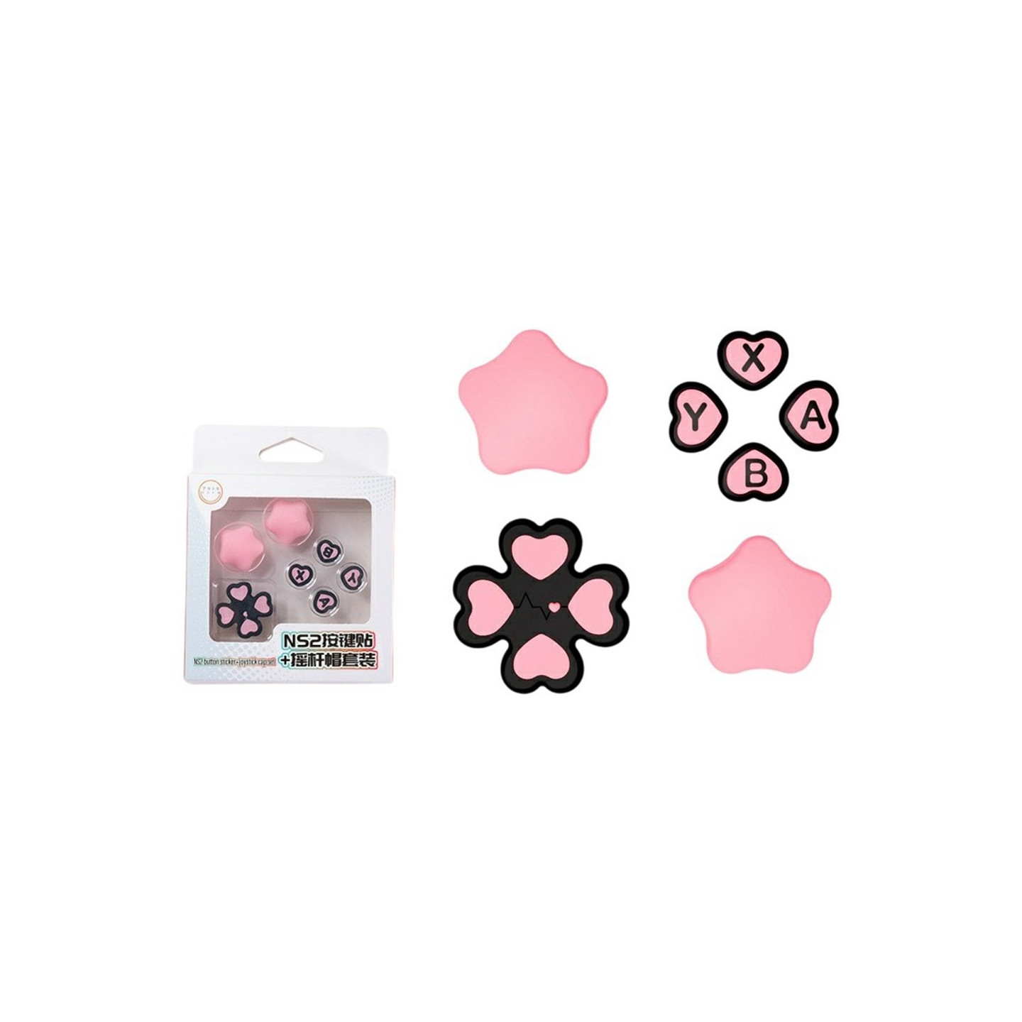 Yhteensopiva Nintendo Switch 2:n kanssa 7-osainen D-pad-painike ABXY-tarra - Pinkki + musta