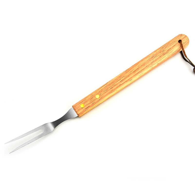 10 st/set BBQ Grilltillbehör Grillkit trähandtag bärväska Grilla Grill Verktyg