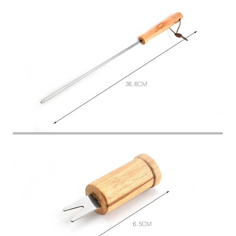 10 st/set BBQ Grilltillbehör Grillkit trähandtag bärväska Grilla Grill Verktyg