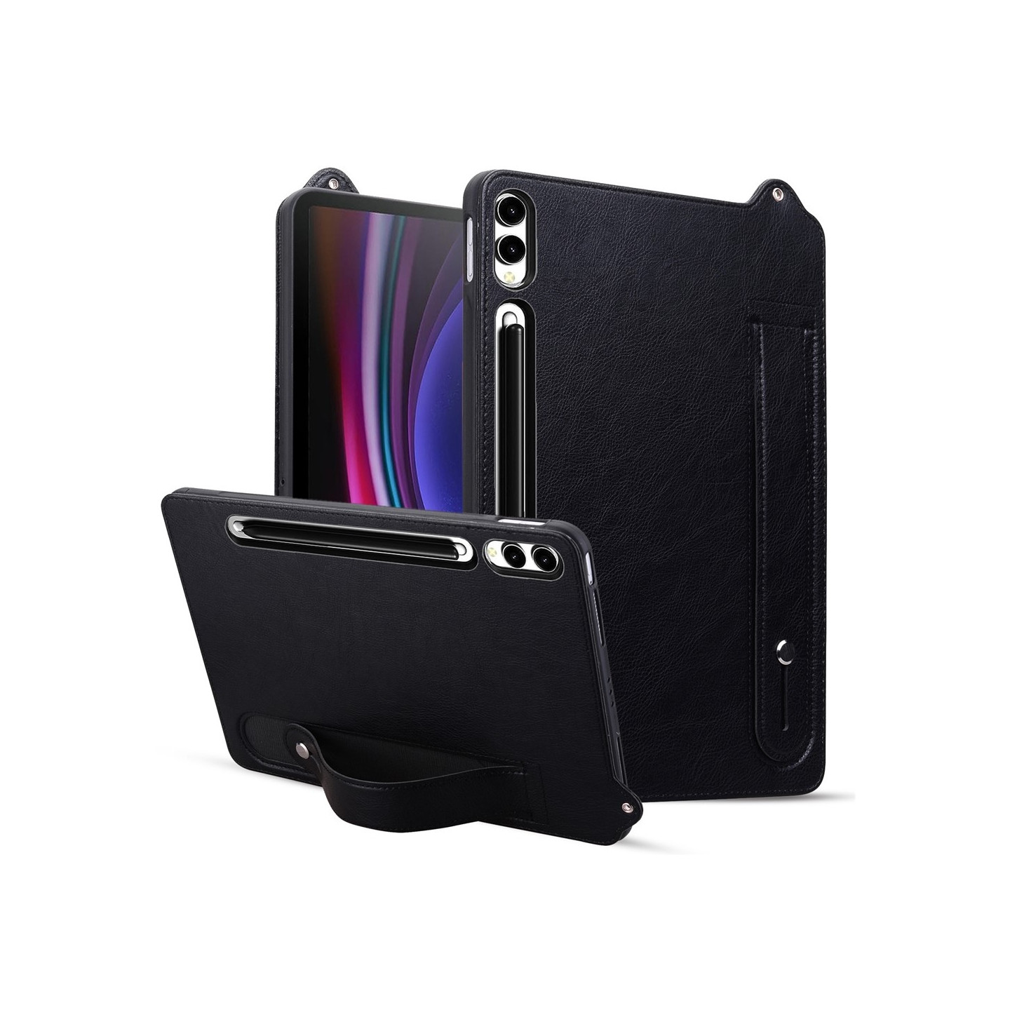For Samsung Galaxy Tab S11 Ultra Etui med Håndrem og Stativ - Svart