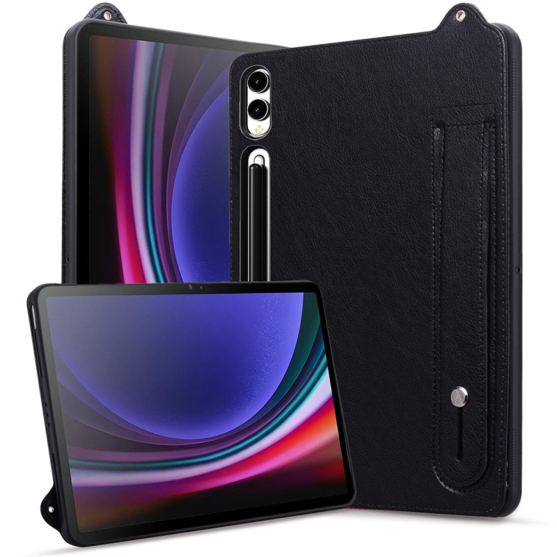For Samsung Galaxy Tab S11 Ultra Case with Hand Strap and Kickstand - Black