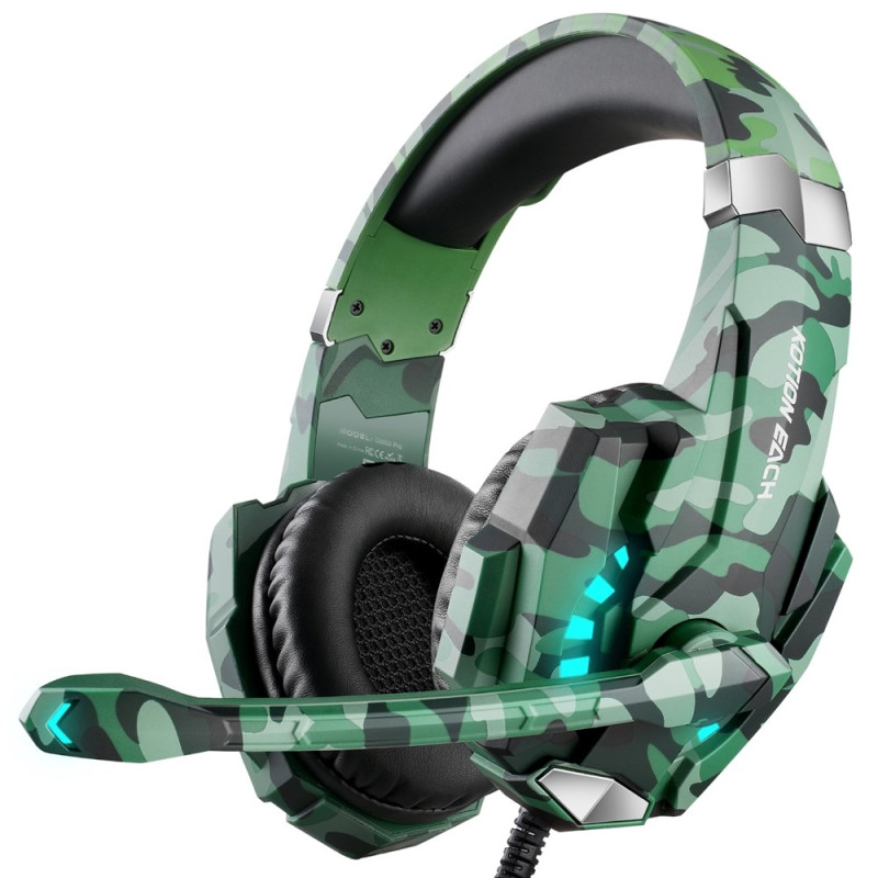 KOTION Gaming Headset LED Wired Headphones with Microphone Camouflage LED