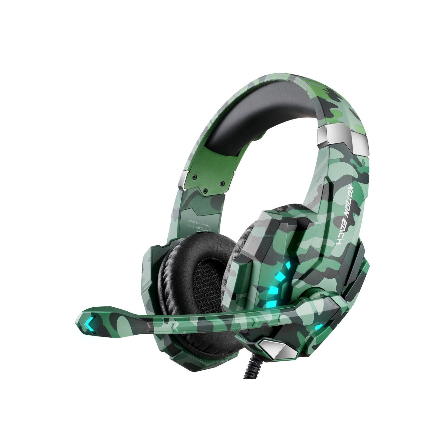 KOTION Gaming Headset LED Wired Headphones with Microphone Camouflage LED