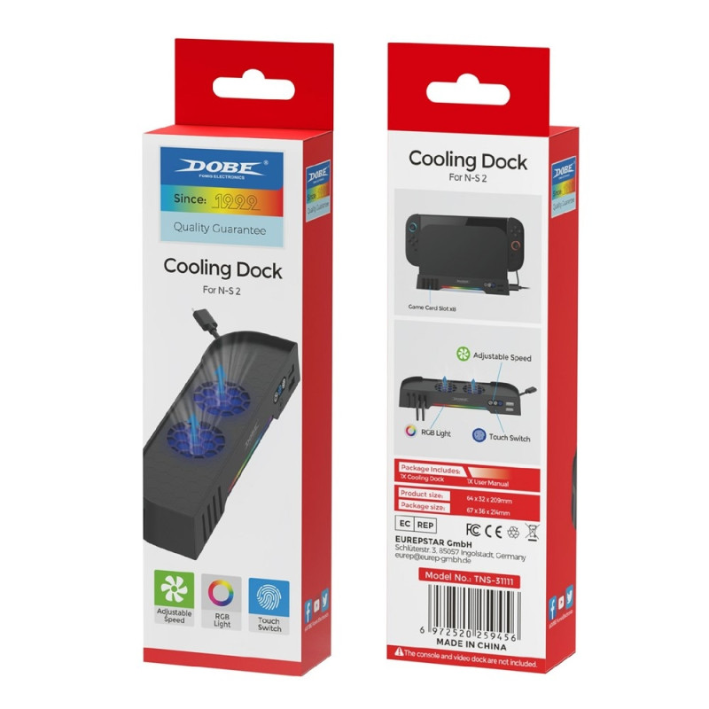 DOBE Compatible with Nintendo Switch 2 Heat Dissipating Stand Double Fan RGB