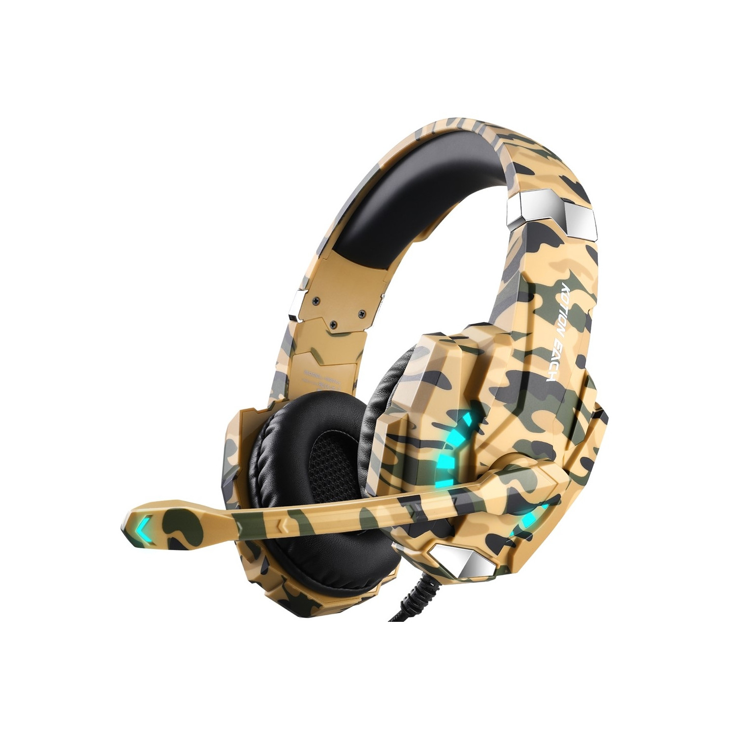 KOTION Gaming Headset LED Trådbundna hörlurar med mikrofon Kamouflage LED - Gul