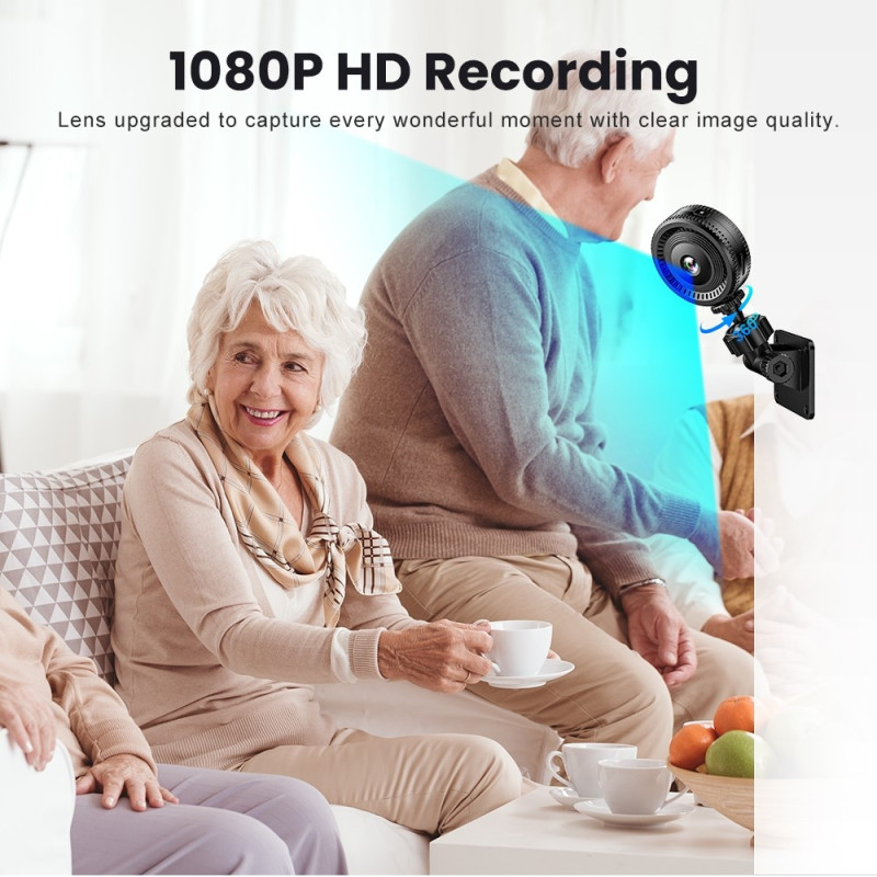 Overvågningskamera Trådløst WiFi Minikamera Mikrofon Bevægelsesdetektion + 64GB